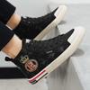 Fashion High Top Vulcanized Canvas Shoes Man Fashion Embroidery Black Lace-up Men's Skateboard Shoes Trendy Casual Designer Sneakers Men