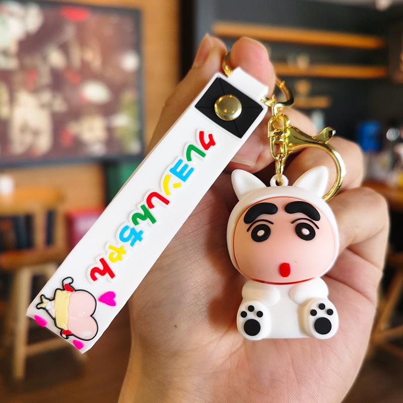 Japanese Crayon Shinchan Keychain Doll Machine Cartoon Figurine Student Gift Couple Keychain Gift Kawaii Cute Personalized Gifts