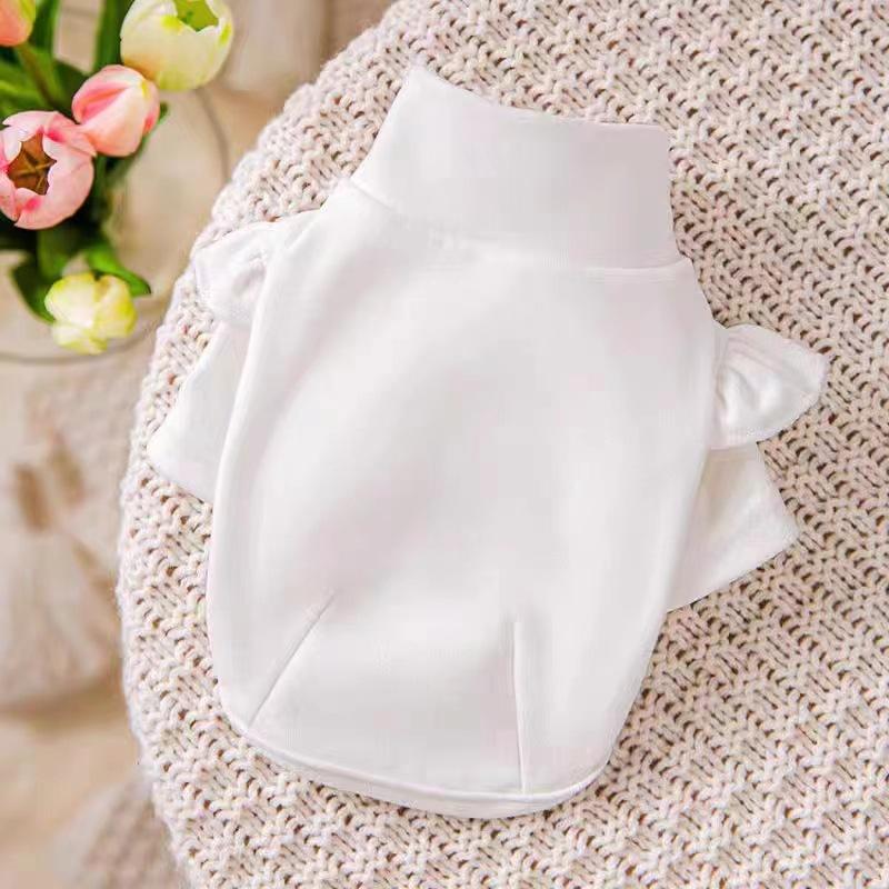 New Autumn Style Fleece Warm Pet Dog Clothes, Teddy Bichon Frise, Small Flying Sleeves, High Neck Base Layer Two-legged Jacket