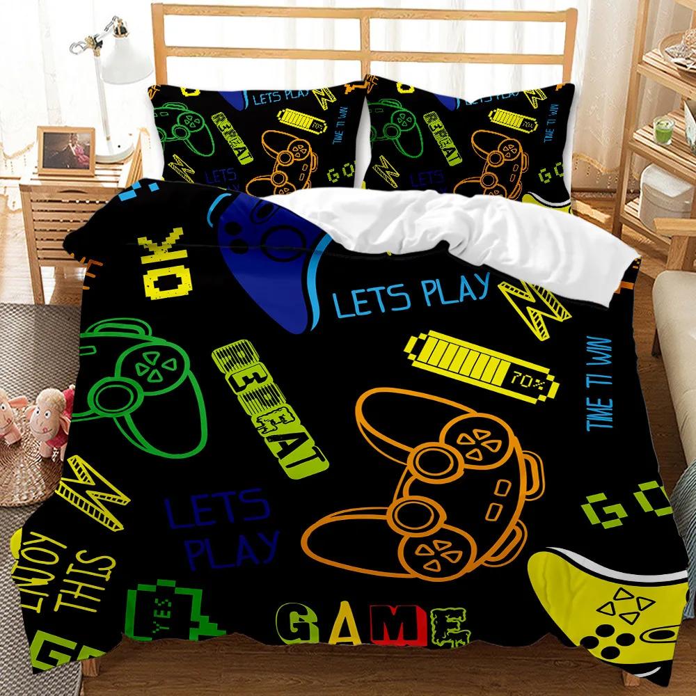 

3D Print Gamepad Duvet Cover Set, Modern Game Console Bedding Comforter Cover With pillowcases, 200x220,Double,Boy,Teen,Men,Kids EU single(135x200cm)