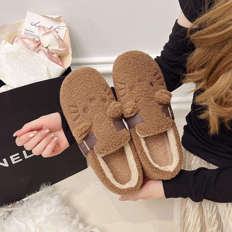 

Вышивка Hello Kitty Ежевичный Всеохватывающий Удобная Мягкая Подошва Нескользящий Флис Утолщенный Теплый Верхняя Одежда Женская 25 Новые Хлопковые Туфли Дуду 41