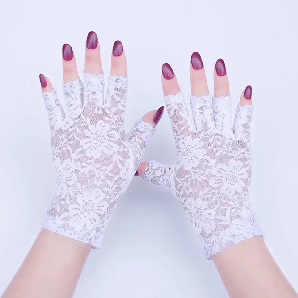 1 Pair Women Half Finger Sun Protection Gloves Fingerless Lace Wedding Decoration Gloves Fingerless Style