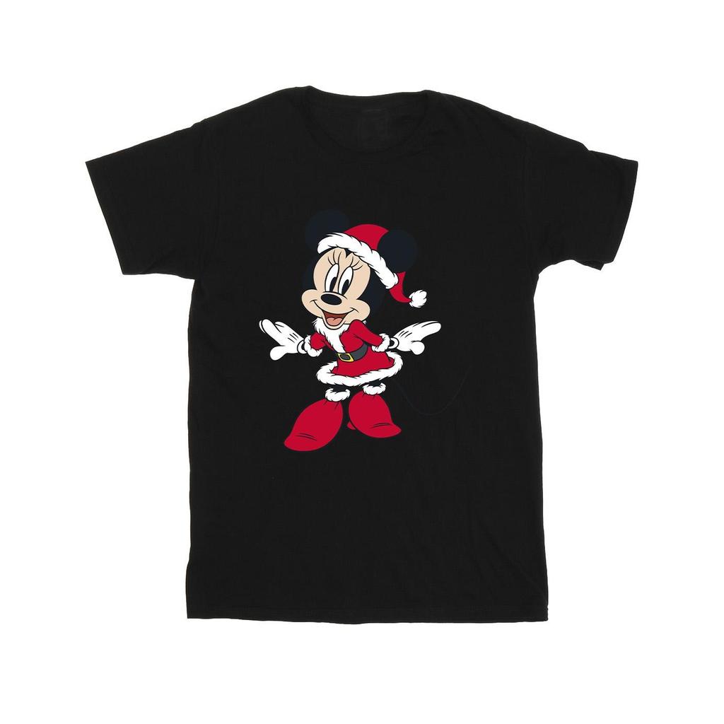 Disney Girls Minnie Mouse Mrs Claus Cotton Christmas T-Shirt