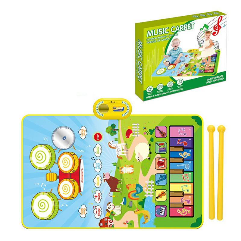 CP5929 Early Educational Toy Toddler Kid Piano Keyboard Drum Play Mat Music Blanket Baby Gift E