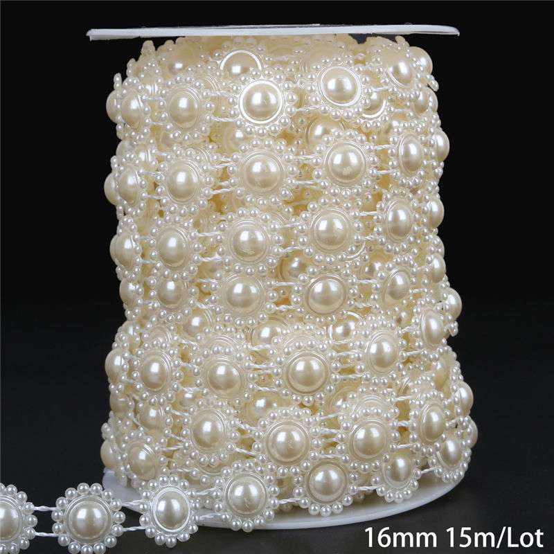Multi-Size ABS Imitation Pearl Beads Chain Trim for DIY Wedding Dress Costume Applique Craft Accessories