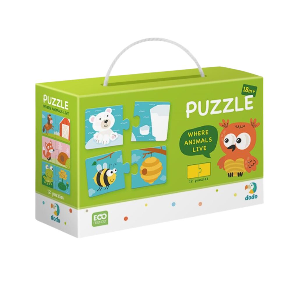 Puzzle Edukacyjne "Gdzie Żyją Zwierzęta" - 12 Elementów Do Dopasowywania Dla Dzieci, Nr 300117
