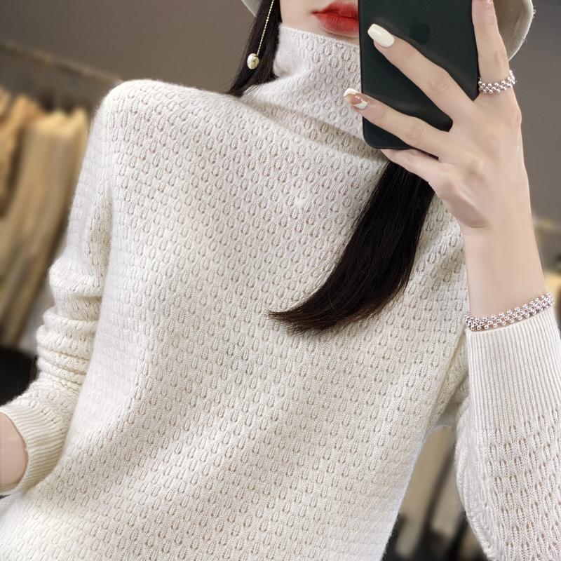 Damen Rollkragenpullover, Qinghe Kaschmir, 30% Kaschmir 70% Wolle, Winter Strickpullover Herbstpullover Kaschmirpullover