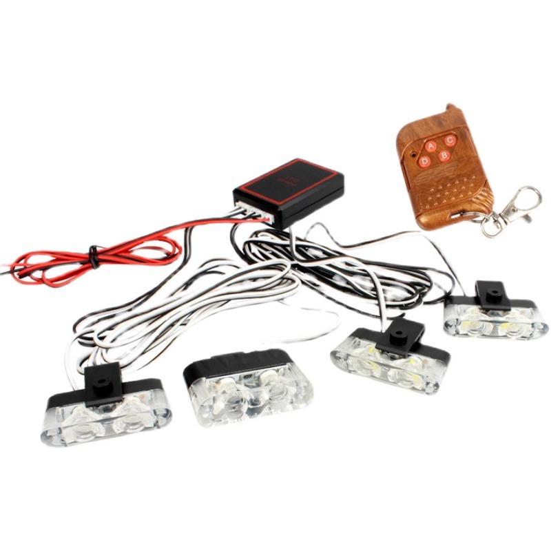 4 In 1 2 LED Vehicle Clip Signal Light Universal Car Front Grille Emergency Strobe Light Police Flashing Warning Lamp DIY Accessories