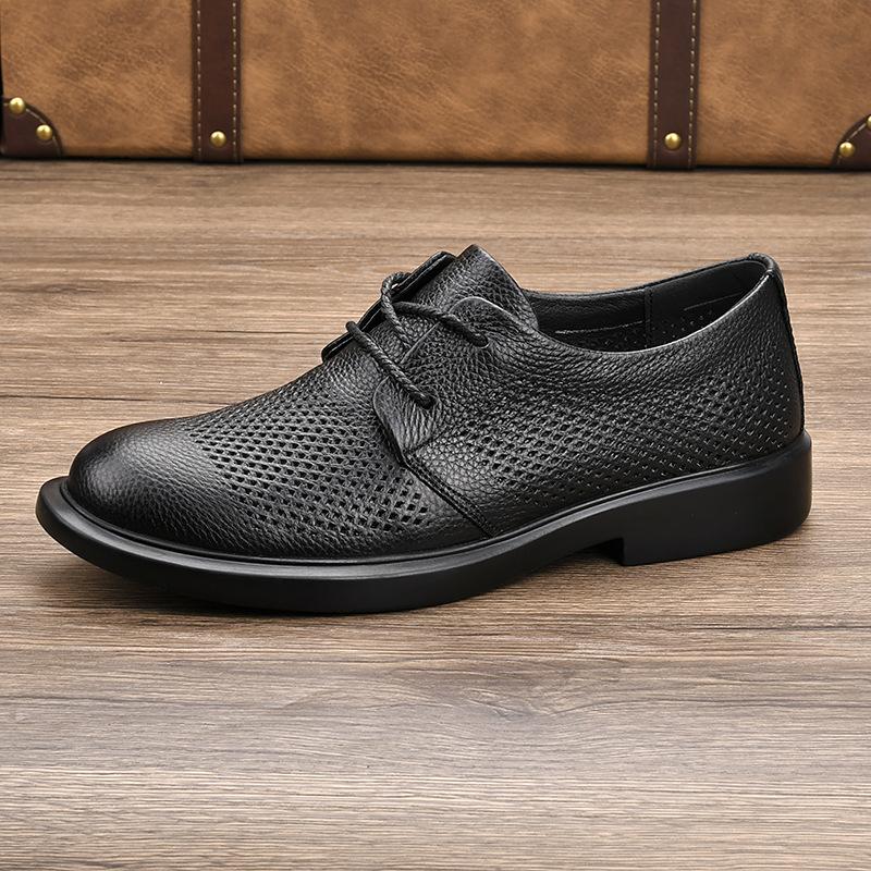 

Повседневная обувь из натуральной кожи, летняя, с перфорацией, на шнуровке, с круглым носком, на толстой подошве, удобная и дышащая, носочная часть из сетки, обувь из коровьей кожи 44