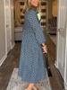 European V-Neck Nine-Sleeve Diamond Print Dress - 2025 Hot Trend
