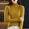 Women's Pure Wool Long Sleeve Pullover Sweater with Half-High Neck - Solid Color, Base Layer for Autumn and Winter