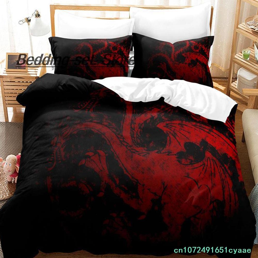 Black And Red Fire Dragon Bedding Set Single Twin Full Queen King Size Bed Set Aldult Kid Bedroom Duvetcover Sets Bed Sheet Set