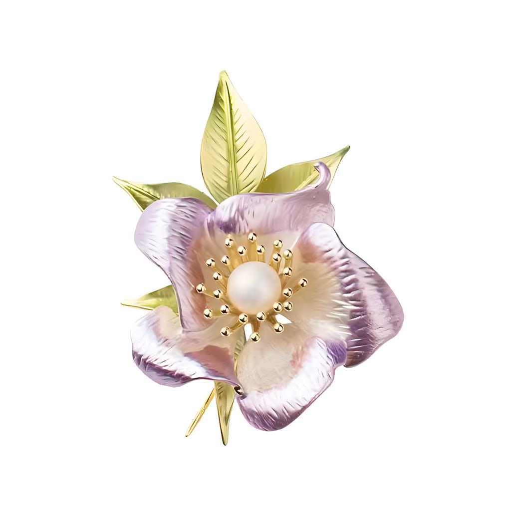 Schlichte Emaille-Blumenbrosche, elegante Perlenbrosche mit Temperament für Damen der Spitzenklasse, kleine duftende Anstecknadel, Anzugzubehör