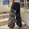 Dżinsy Jeansowe z Wysokim Stanem o Prostym Kroju z Nadrukiem Smoka Streetwear Codzienne Spodnie Męskie
