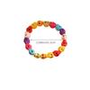 Buntes Gothik Totenkopf Perlenarmband Elastisch Dehnbar Skelett Schmuck Ideales Geschenk für Punk Liebhaber Party Accessoire
