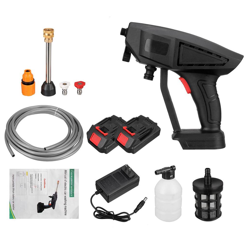 30BAR 120W Tragbare kabellose Hochdruck-Autowaschwasserpistole Haushaltswasserwaschreinigerpistole + Batterie