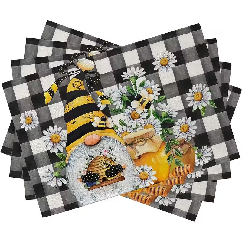 Three Little Cat Pattern Meal Mat Rectangular Meal Mat Restaurant Decoration Desktop Decoration Party and Daily Home Decoration
