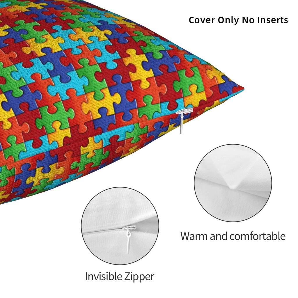 Vibrant Multi-Color Autism Puzzle Pillow Case Fashion Pillow Cover Soft Pillowcases For Wedding Party Home Decor