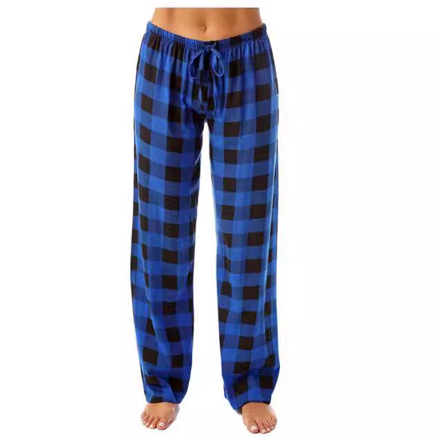 Women's Plaid Pajama Pants - Comfortable Elastic Waist Sleep Bottoms with Drawstring