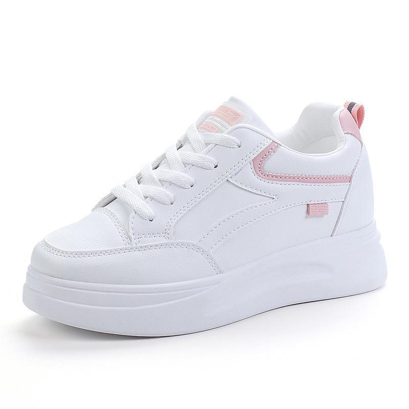 Damen W1763 Weiße höhenverstellbare Sneaker: Plateausohle, atmungsaktives Mesh, vielseitiger Herbst 2022 Stil