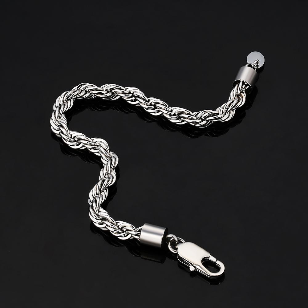 USA 6mm 18k Gold Plated Twist Rope Chain Tarnish Free Jewelry Stainless Steel Chunky Thick Twisted Rope Bracelet for Men Women