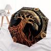 Tree of Life Circular Wall Art DecorUmbrella, Portable 3-Fold Compact Umbrella for Men & Women Gift