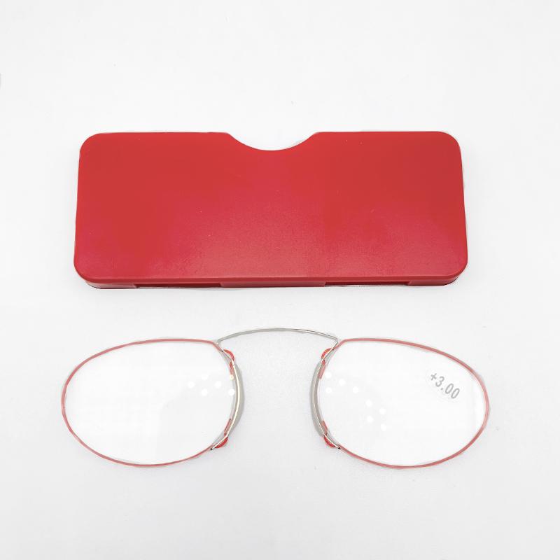 

May Flower Rimless Foam Nose Clip On Reading Glasses Mini Portable Lazy Glasses With Alloy Case Men Women +1+1.5+2+2.5+3 +1.0