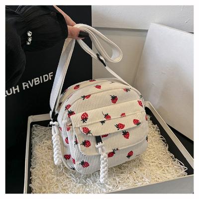 Fashion Printing Strawberry Crossbody Bag Large Capacity Sweet Shoulder Bag Gentle Women Girl Handbag