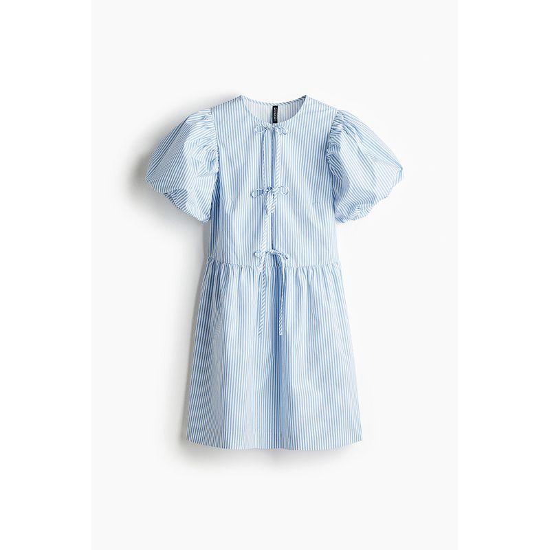 

Платье HM Лето 2025 Новая Мода Женская Одежда Передняя Шнуровка Поплиновое Платье 1291992