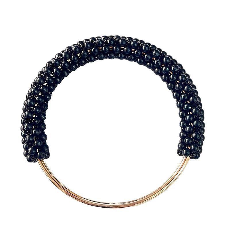 Colorful Beaded Pearl Bag Handle Round Metal Ring Braided DIY Accessory for Women Handbag Tote Craft Making Materials