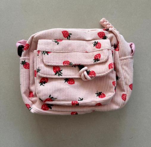 1pc-Corduroy Ins Shoulder Bag New Simple and Fashionable Solid Color Velvet Cloth Bag School Style Girls Messenger Bag