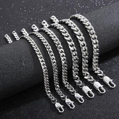 5-8mm Simple Stainless Steel Mens Curb Cuban Chain Fashion Women Bracelet On Hand For Couple Unisex Wrist Jewelry Gift Party