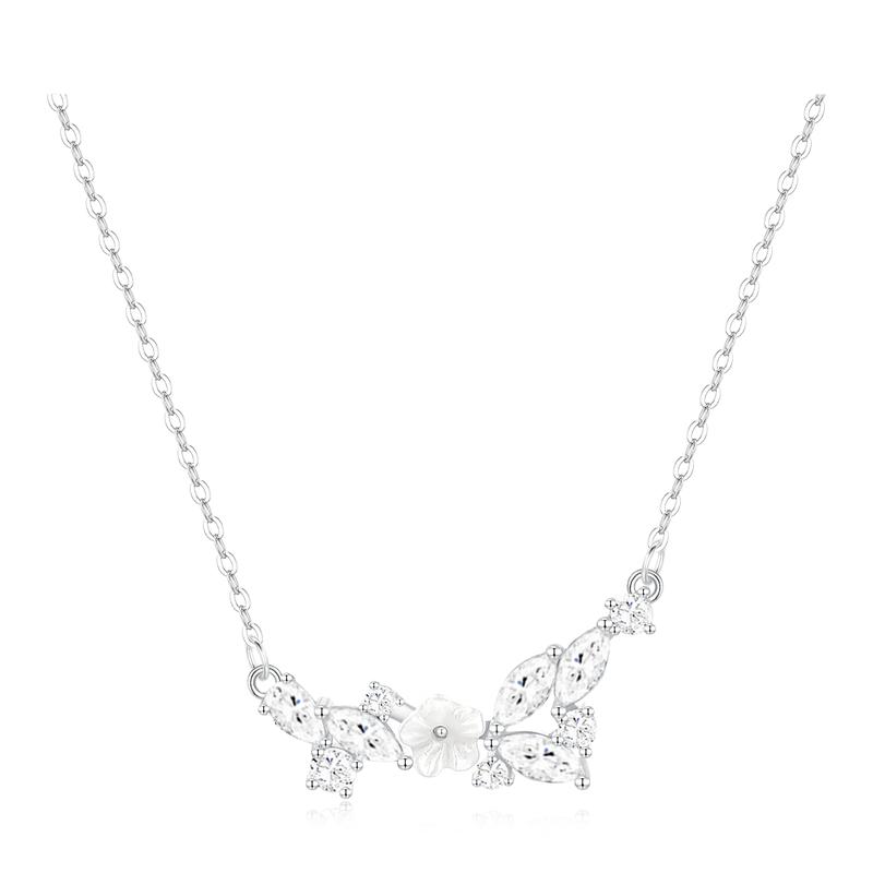 Barbie necklace Two blooming flowers, a high-end full-diamond sparkling pendant, a delicate clavicle chain for girls, a sparkling ins-style TX2401050A
