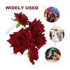 Lurrose Red Hair Clips Set of 4, Bridal Wedding Hair Accessories, Bride Hair Ornaments, Lightweight 43G, Kanzashi-style Hairpins, Realistic Rose