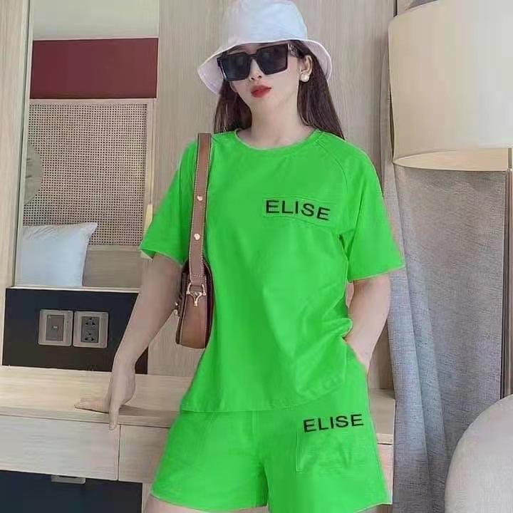 

Модный женский летний костюм с короткими рукавами и принтом букв, свободный повседневный костюм из двух частей XXXL зелёный