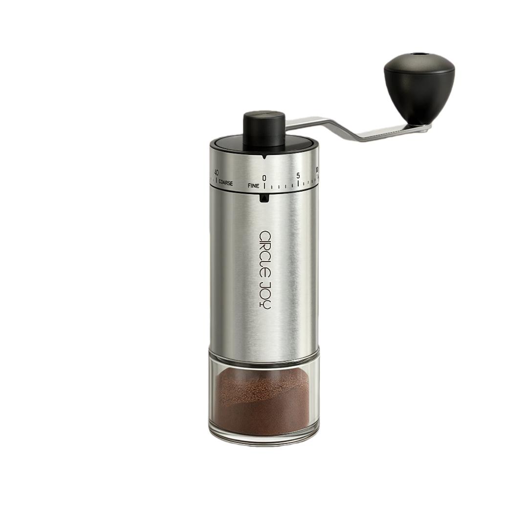 Circle Joy Grey Hand-Crank Coffee Grinder, Portable Manual Coffee Mill, Automatic Grinding Machine For Beans And Powder