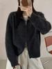 Women's 2026 Autumn/Winter Pure Wool Stand Collar Double Zipper Cardigan Sweater