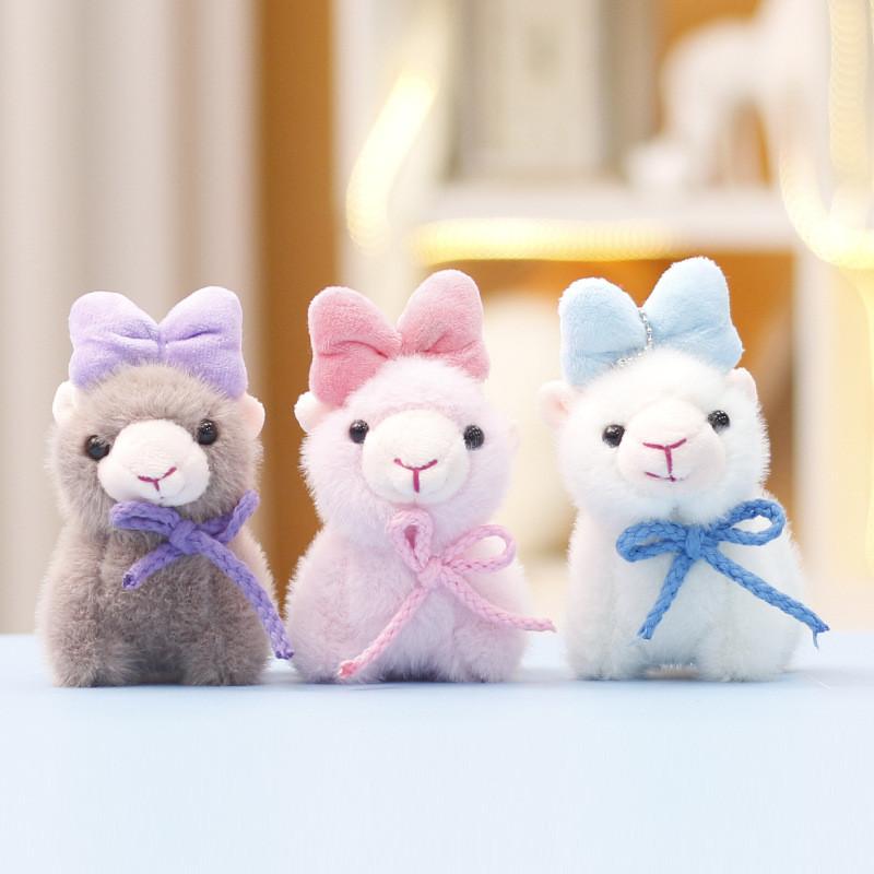 Cute Alpaca Keychain Cartoon Child Backpack Decorative Pendant Plush Doll Gift