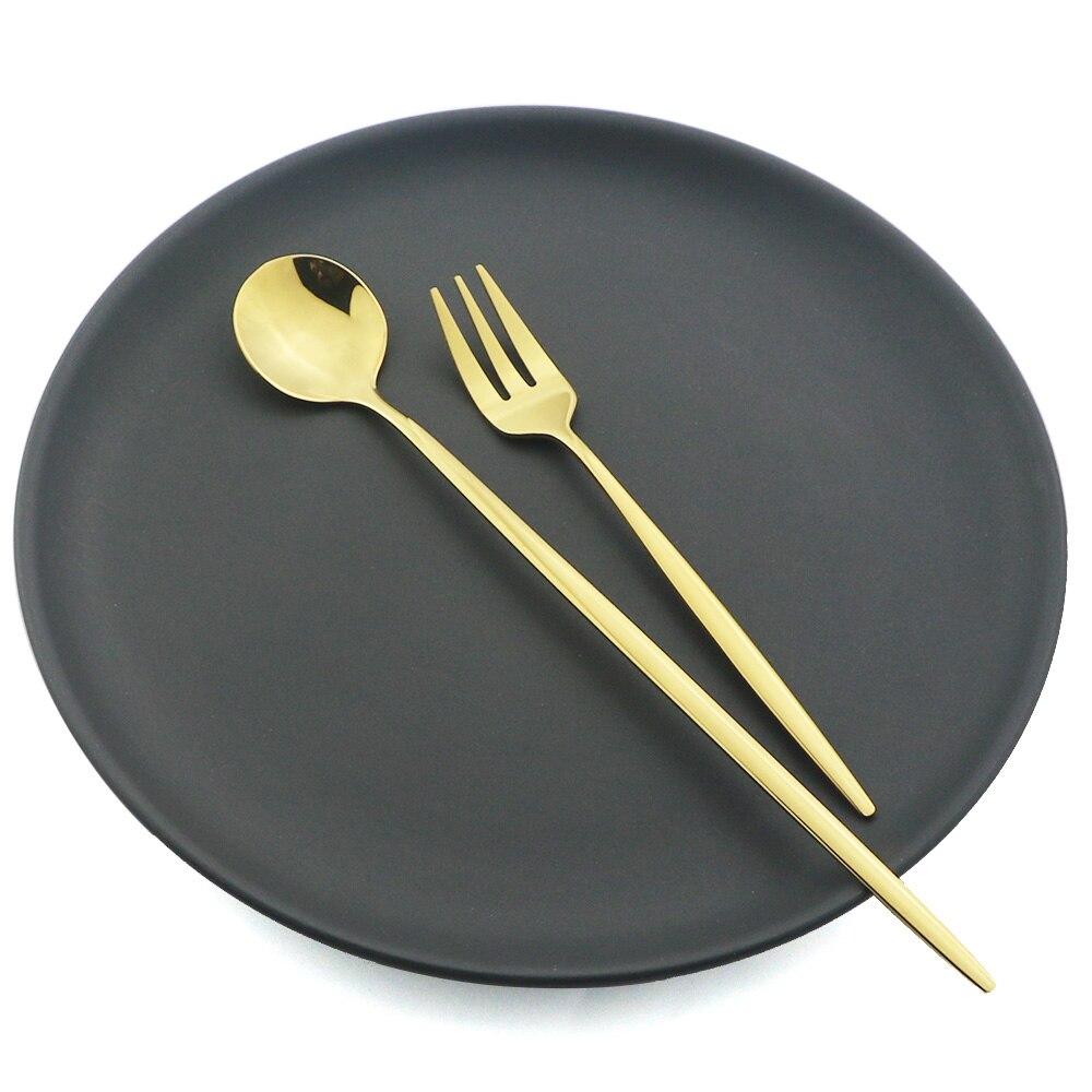 Colorful Dessert Tea Spoon Dinnerware Juice Coffee Stir Spoon Cutlery Set Ice Cream Long Handle Scoop Stainless Steel Tableware