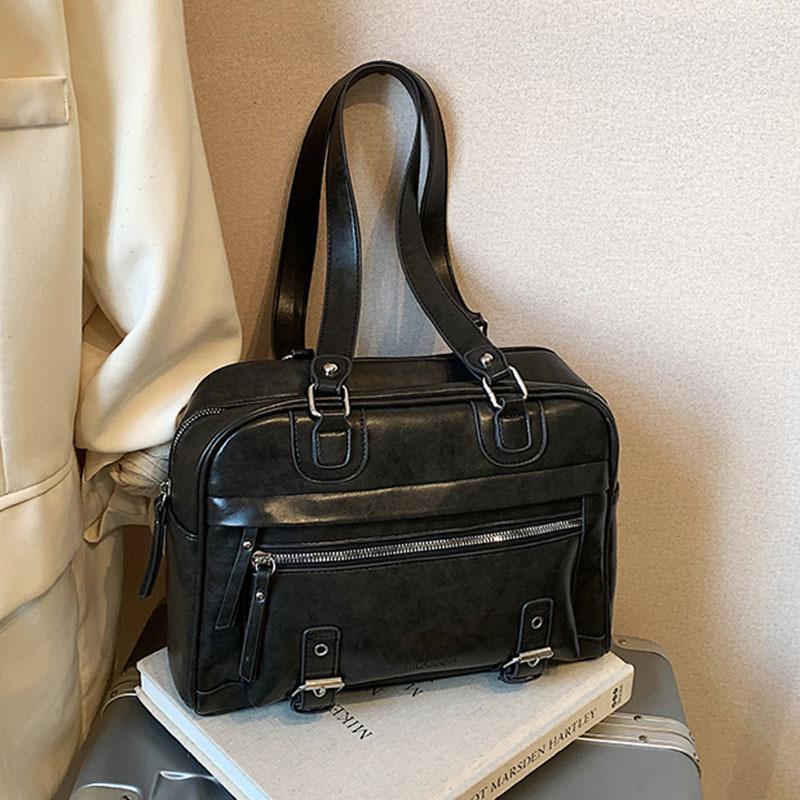 

Ретро сумка женская большой вместимости новая осенне-зимняя универсальная повседневная на плечо подмышку для поездок на работу чёрный