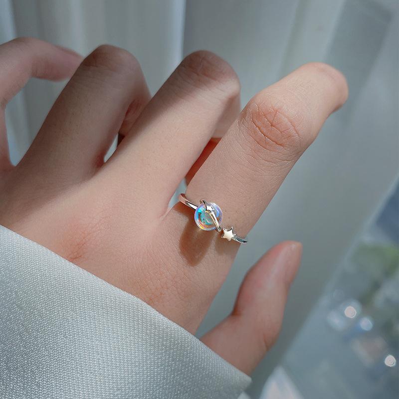 New Round Woman Rings Planet Girl Cat Eye Personality Hundred Match Opening Ring Engagement Exquisite Jewellery Gifts