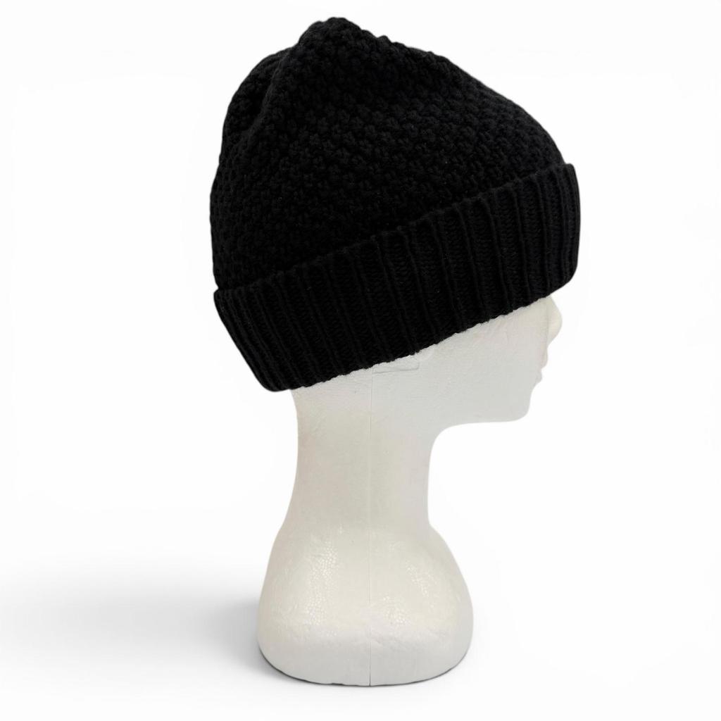 Great CHANEL Knit cap COCO Mark hat black cashmere Women Used