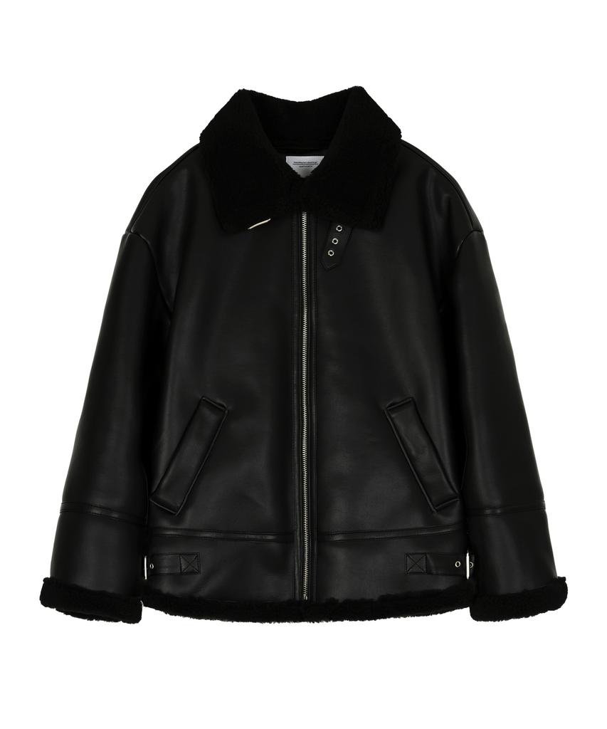 Locate Derby Drop Shoulder Shearling Jacket (Black)