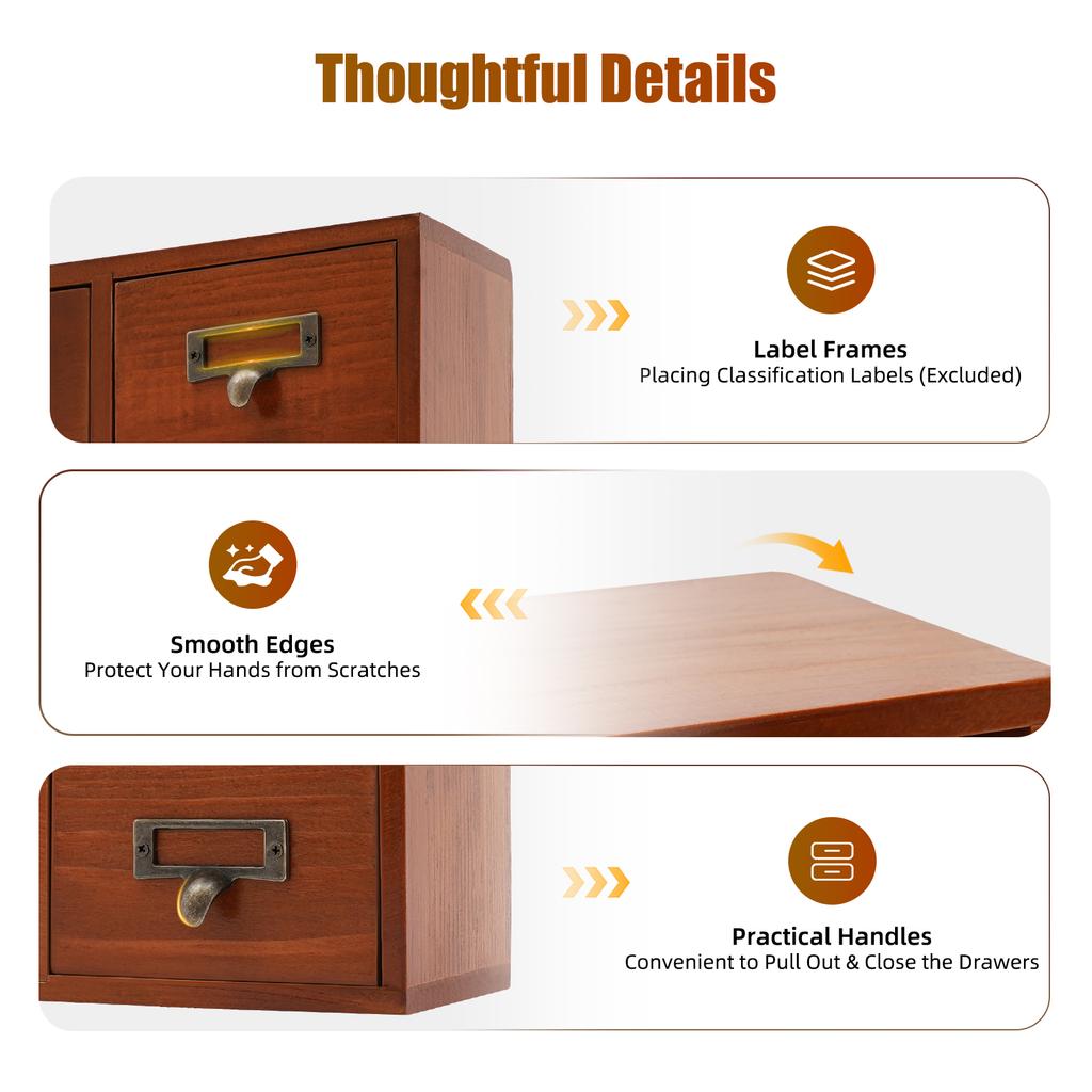 Vintage 16 Drawer Organizer, Wooden Storage Box with Label Holders for Jewelry, Cosmetics, Office Supplies