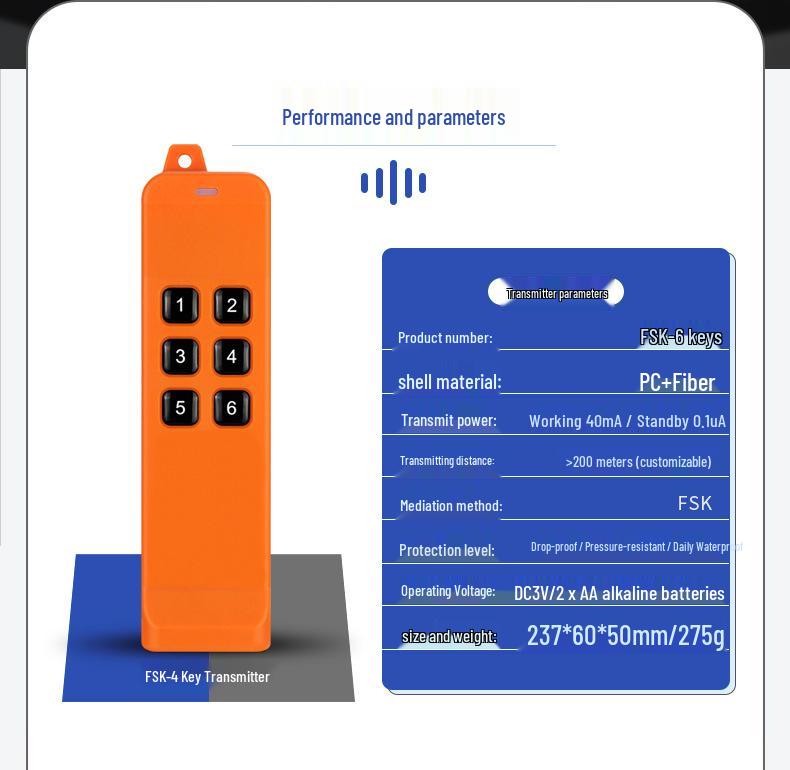 Wireless Remote Control Water Pump Switch, 6-Channel, High Power, Compatible with DC 12V/24V/36V