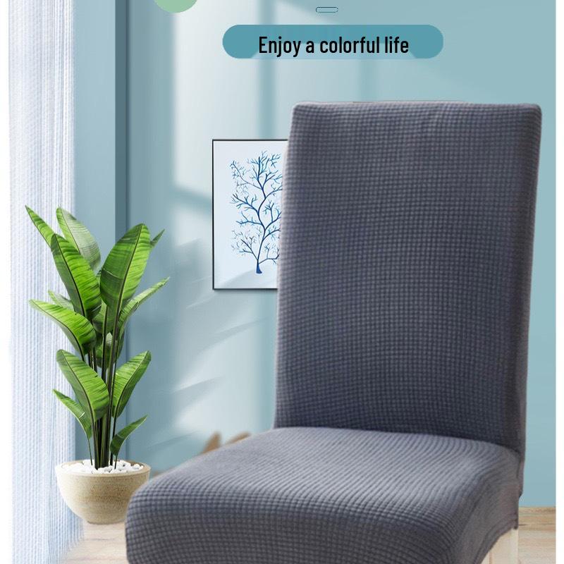 Unifarbener Hochlehner-Fleece-Stuhlbezug - Rutschfest, Staubdicht, Öl- und Fleckenabweisend, Esszimmerbankett-Überzug