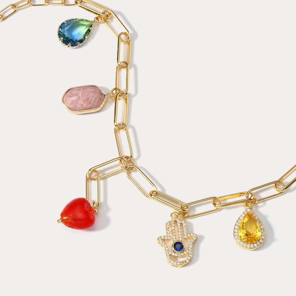 Collier de luxe léger en or véritable 18 carats avec zircon électrolytique, tendance et tempérament féminin, collection printemps et été 2024