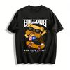Cool Skateboarding Bulldog Print Casual Streetwear Top Pure Cotton T-shirt