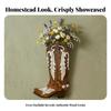 Rustic Wooden Boot Vase with Hanging Hook Vintage-Inspired Cowboy
