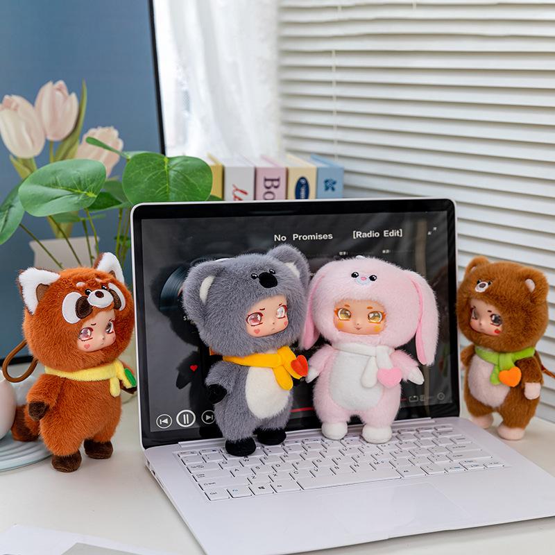 Adorable Stubborn Face Plush Doll with Vinyl Finish - Koala and Red Panda Animal Toy, Perfect as Bag Charm